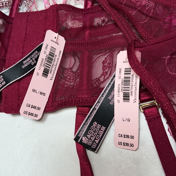 (L) 2pcs Victoria’s Secret Floral Embroidered Set Garter and Thong Panty - Picture 14 of 14